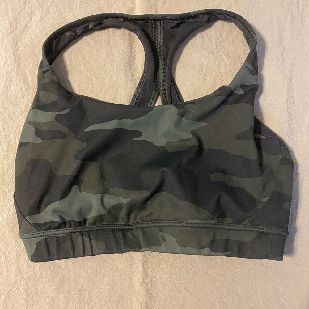 Athleta Camo Sports Bra in Green and Black
